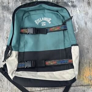 Billabong Men's Backpack Green Black Zip Adjustable Strap Padded Outer Pockets